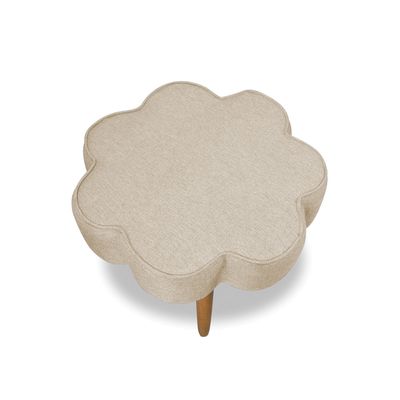 Puff Decorativo Pé Palito de Madeira Sala Flower Linho E03 - D'Rossi Marrom Cacau