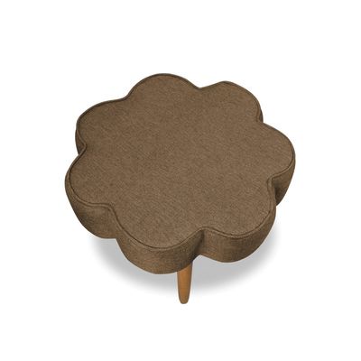 Puff Decorativo Pé Palito de Madeira Sala Flower Linho E03 - D'Rossi Marrom Cacau