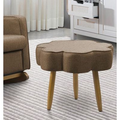 Puff Decorativo Pé Palito de Madeira Sala Flower Linho E03 - D'Rossi Marrom Cacau