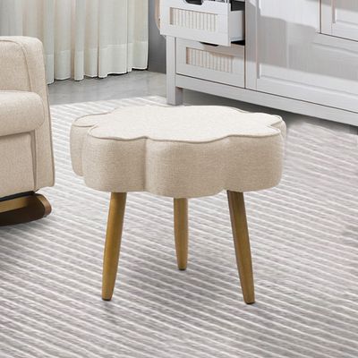 Puff Decorativo Pé Palito de Madeira Sala Flower Linho E03 - D'Rossi Marrom Cacau