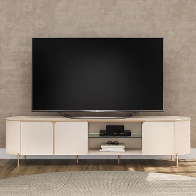 Rack Para Sala de Estar TV 75 Pol Orgânico Harper D05 Off White - Lyam Decor