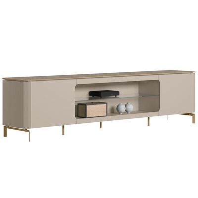 Rack Para Sala de Estar TV 85 Pol Pés Metálicos Elysia L05 Off White Fosco - Lyam Decor