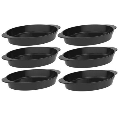 Jogo 6 Travessas Oval Preta 800ml Plástico Baixelas Servir Cozinhas Restaurantes Buffets Coza Uno