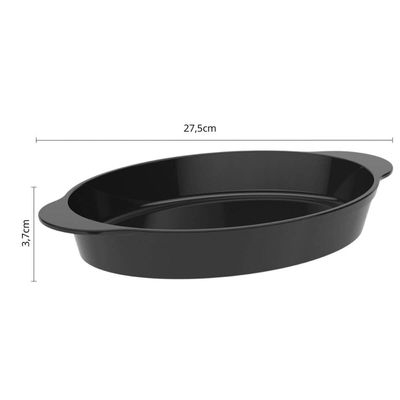 Jogo 6 Travessas Oval Preta 800ml Plástico Baixelas Servir Cozinhas Restaurantes Buffets Coza Uno