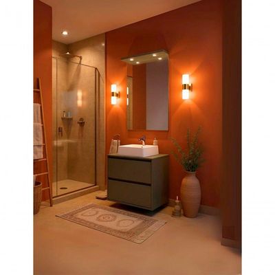 Gabinete Para Banheiro Com Cuba E Espelheira Com Led 60cm Mdf Verde Dubai - On Móveis