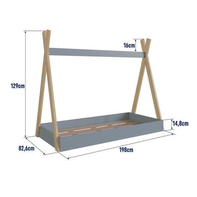 Cama Infantil Cabana Montessoriana De Solteiro Para Menino Menina Azul