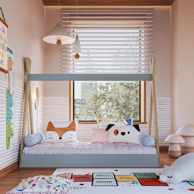 Cama Infantil Cabana Montessoriana De Solteiro Para Menino Menina Azul