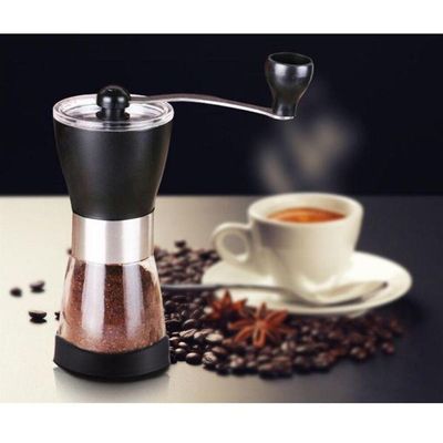 Moedor Cafe Inox Vidro Manual Moinho Graos Mesa Luxo Vintage