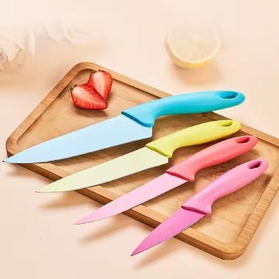 Kit Facas 4 Pecas Coloridas Ceramica Completo Aco Inox Cabo Plastico Colors Cozinha Cheff