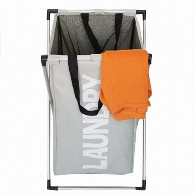 Cesto Roupa Lavanderia Organizador Suja Roupeiro Cromado Dobrável Cinza Multiuso Banheiro