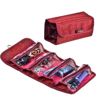 Bolsa Viagem Frasqueira Necessaire Dobravel Bolsinha 4 Divisorias Bolsos Organizador Maquiagem