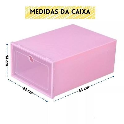 Kit Conjunto 6 Caixas Transparentes Modular Armazenamento Calçados Armario Organiza Closet Quarto