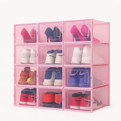 Kit Conjunto 6 Caixas Transparentes Modular Armazenamento Calçados Armario Organiza Closet Quarto
