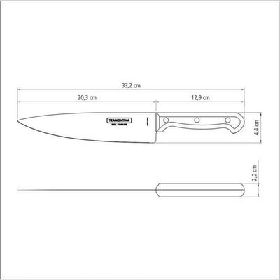 Faca Chefe Tramontina Ultracorte 8" Inox Preta