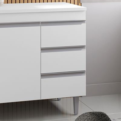Balcão Cozinha com Tampo 120cm 3 Gavetas Leticia Branco A01 - D'Rossi