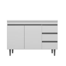 Balcão Cozinha com Tampo 120cm 3 Gavetas Leticia Branco A01 - D'Rossi