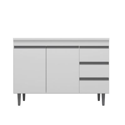 Balcão Cozinha com Tampo 120cm 3 Gavetas Leticia Branco A01 - D'Rossi