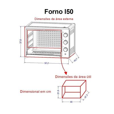Forno Elétrico De Bancada 50Litros Fogatti Black I50Preto 110V