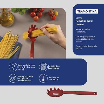 Pegador Para Massa Tramontina Softta Vermelho De Silicone