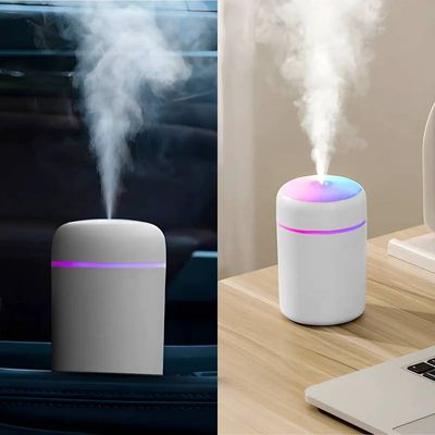 Umidificador Branco Aromatizador USB 300ml Ultrassônico Led