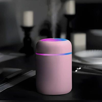 Umidificador Rosa Aromatizador USB 300ml Ultrassônico Led