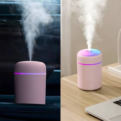 Umidificador Rosa Aromatizador USB 300ml Ultrassônico Led