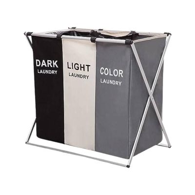 Cesto de Roupa Suja Dobrável Organizador 3 Compartimentos