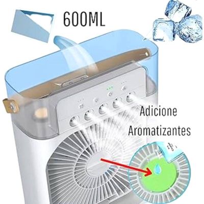 Ventilador Portátil Verde Led 07 Cores Mini Ar Climatizador