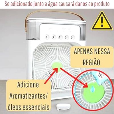 Ventilador Portátil Branco Led 07 Cores Mini Ar Climatizador