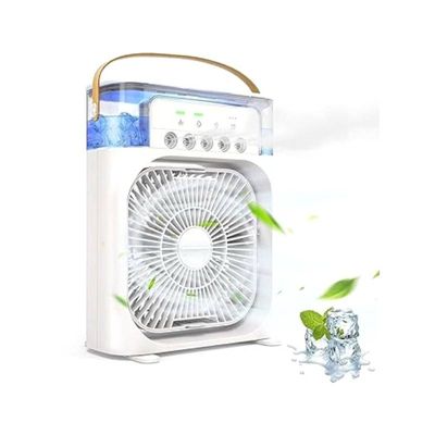 Ventilador Portátil Branco Led 07 Cores Mini Ar Climatizador