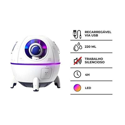 Umidificador Espacial Branco 220ml com Astronauta USB