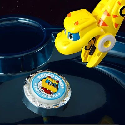 Brinquedo Beybleid Dinossauro Amarelo Lançador Gatilho