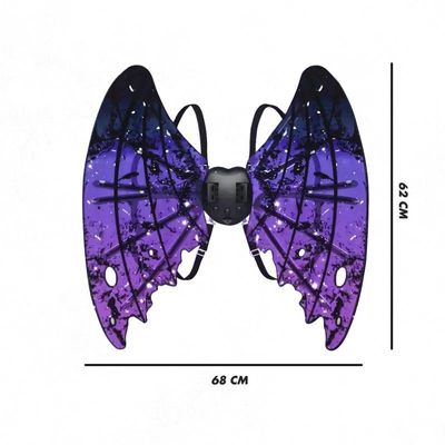 Asas Fantasia Vampiro Roxo Festas Música Led Brilhante