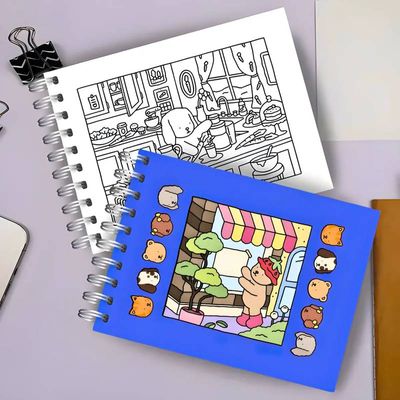 Livro de Colorir Azul Capa Dura Wide-0 com 48 Desenhos