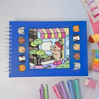 Livro de Colorir Azul Capa Dura Wide-0 com 48 Desenhos
