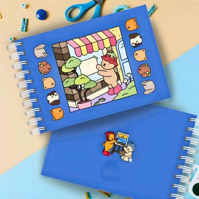 Livro de Colorir Azul Capa Dura Wide-0 com 48 Desenhos
