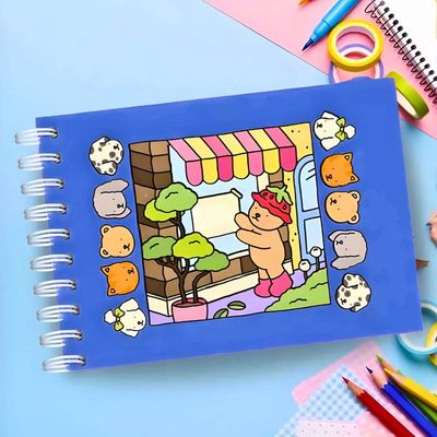 Livro de Colorir Azul Capa Dura Wide-0 com 48 Desenhos
