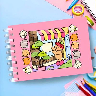 Livro de Colorir Rosa Capa Dura Wide-0 com 48 Desenhos