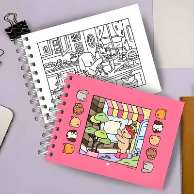 Livro de Colorir Rosa Capa Dura Wide-0 com 48 Desenhos