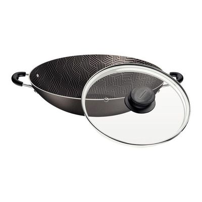 Wok Tramontina Paris Em Alumínio Com Revestimento Em Antiaderente Chumbo Com Tampa De Vidro 32cm
