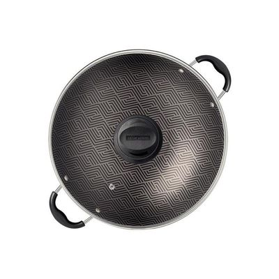 Wok Tramontina Paris Em Alumínio Com Revestimento Em Antiaderente Chumbo Com Tampa De Vidro 32cm