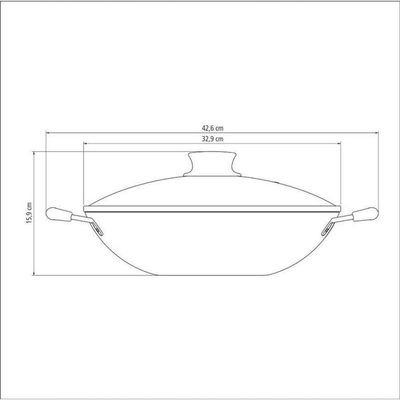 Wok Tramontina Paris Em Alumínio Com Revestimento Em Antiaderente Chumbo Com Tampa De Vidro 32cm
