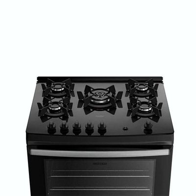 Fogão 5 Bocas Supreme Glass Com Acend Automático Dako Preto Bivolt