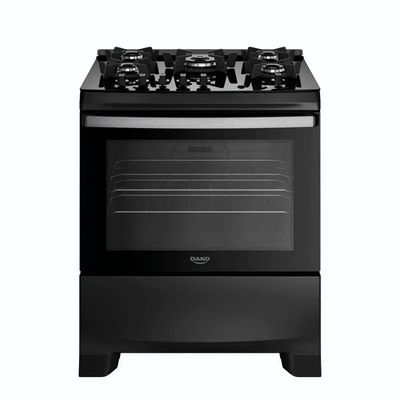 Fogão 5 Bocas Supreme Glass Com Acend Automático Dako Preto Bivolt