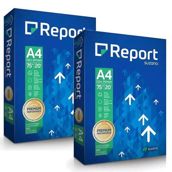 Papel Sulfite A4 75g 500 Folhas Premium Branco 2 Unidades - Report