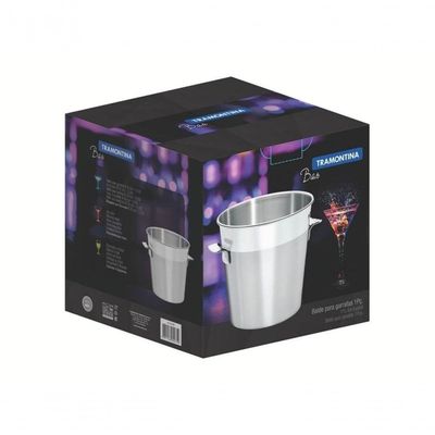 Balde Para Garrafas Tramontina Cosmos 20cm Em Aço Inox Fosco Com Borda Em Brilho