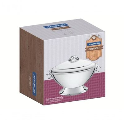 Sopeira Com Tampa Tramontina Service 24cm Em Aço Inox