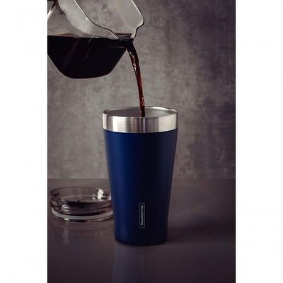 Copo Térmico Azul Em Aço Inox Tramontina Exata Com Tampa 550ml