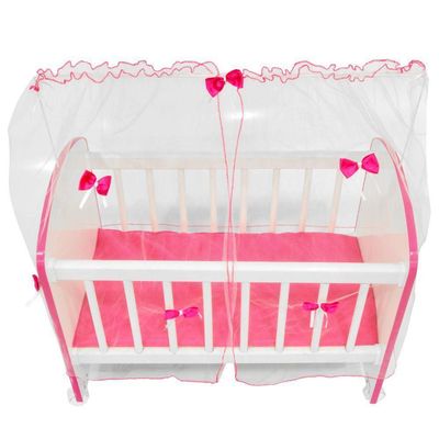 Berço Para Boneca Magia C02 Brinquedo Infantil Branco Rosa - Lyam Decor