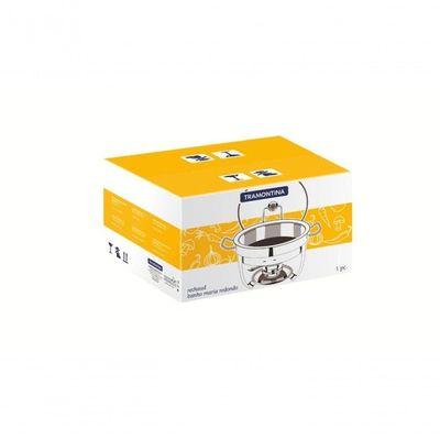Rechaud Tramontina Redondo Em Inox Banho Maria Com Suporte Para Tampa E Fogareiro 4,3 L